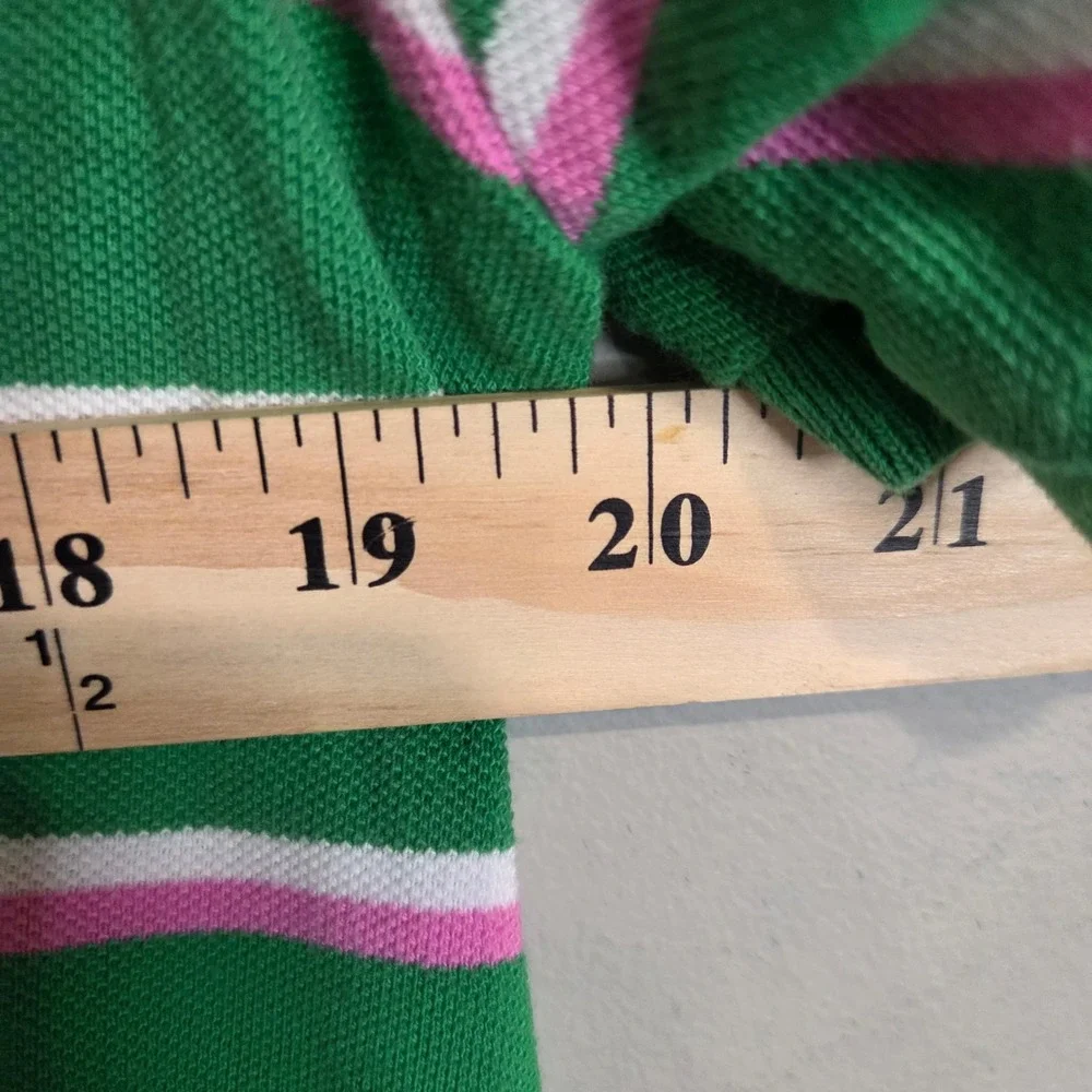 Polo Ralph Lauren Striped Polo Shirt Mens Large Green Pink White Custom Fit Mesh